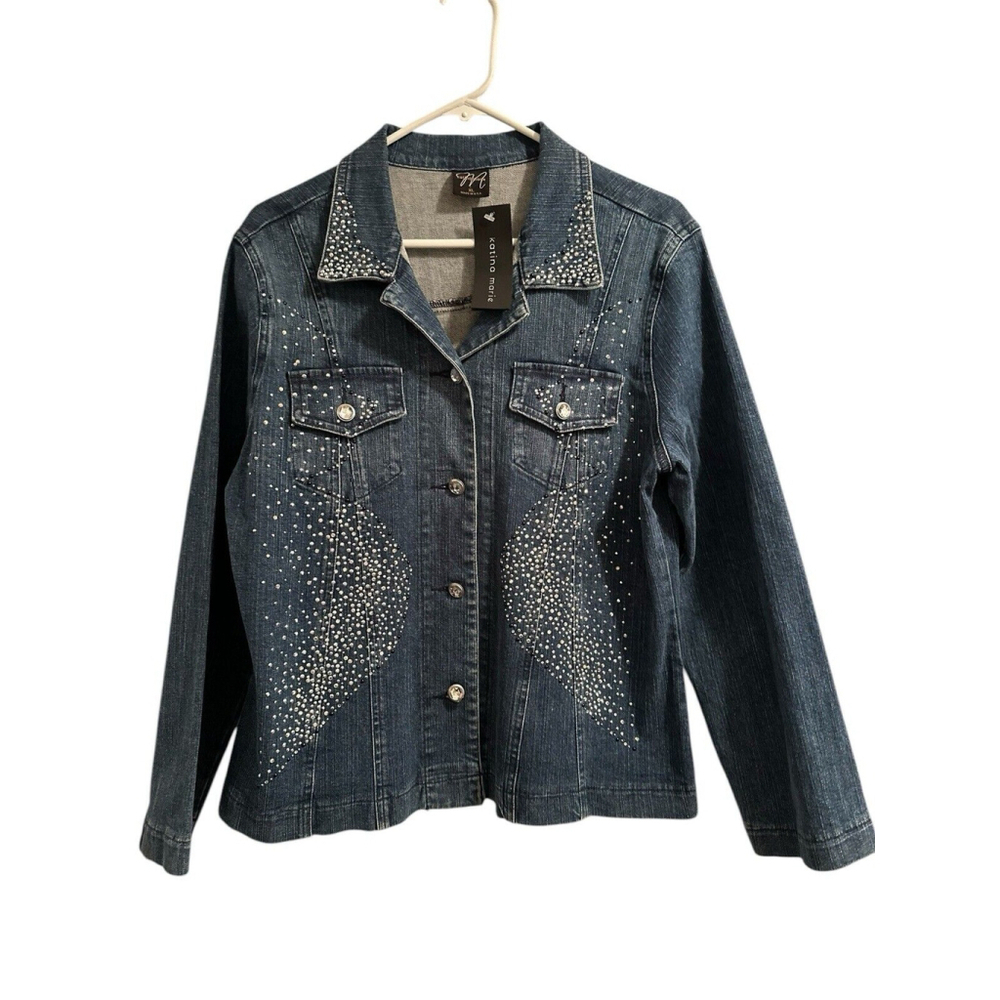 Katina Marie XL Denim Jacket Rhinestone Western NWT - Picture 9 of 16